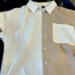 Perfect, two toned, collared, button up blouse